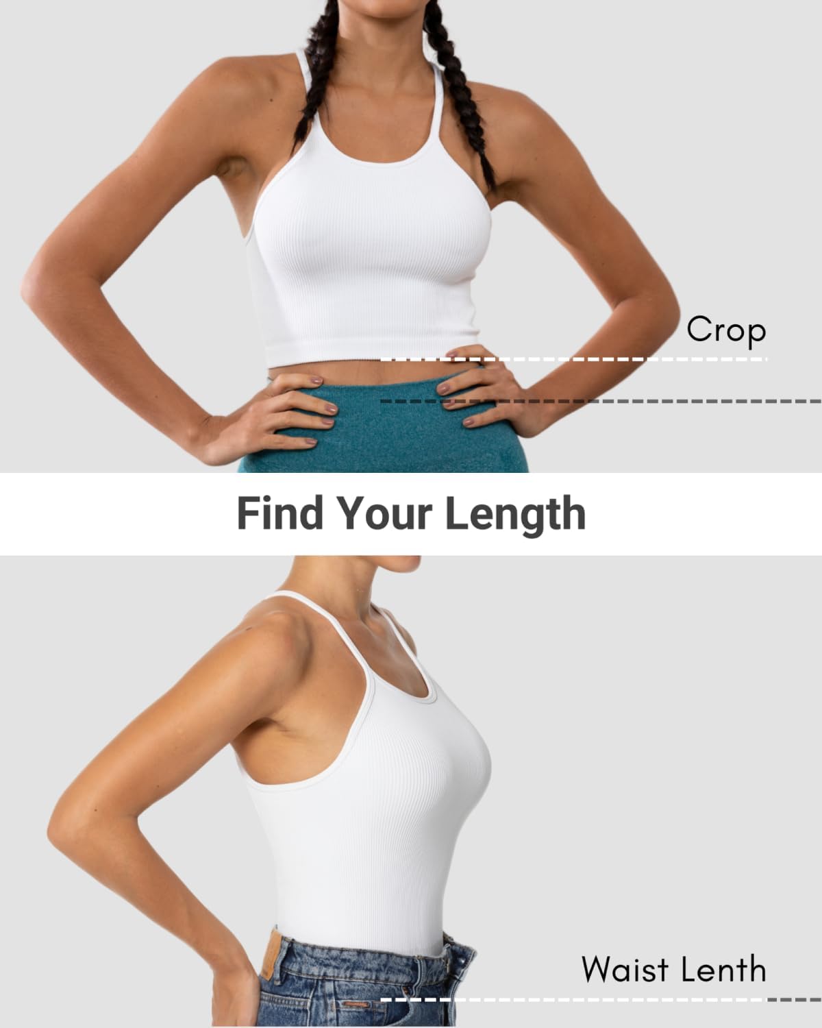 Sunzel Ribbed Crop Tank Top for Women, Seamless No Padding Racerback, Slim Fit Stretchy Workout Gym Yoga Camisole