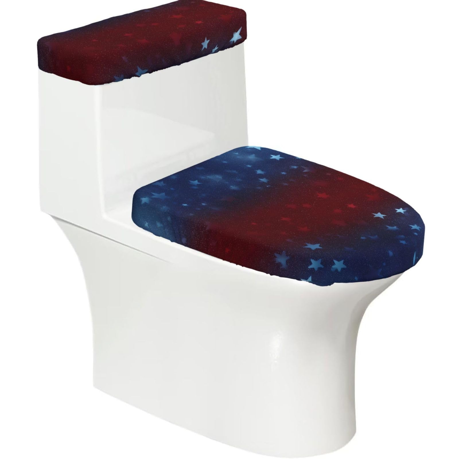 Mrowyc Black Blue Star Red Star Printed Toilet Seat Set - Set Of 2 - Universal Toilet Seat Cover - Housewarming Birthday Christmas Gift