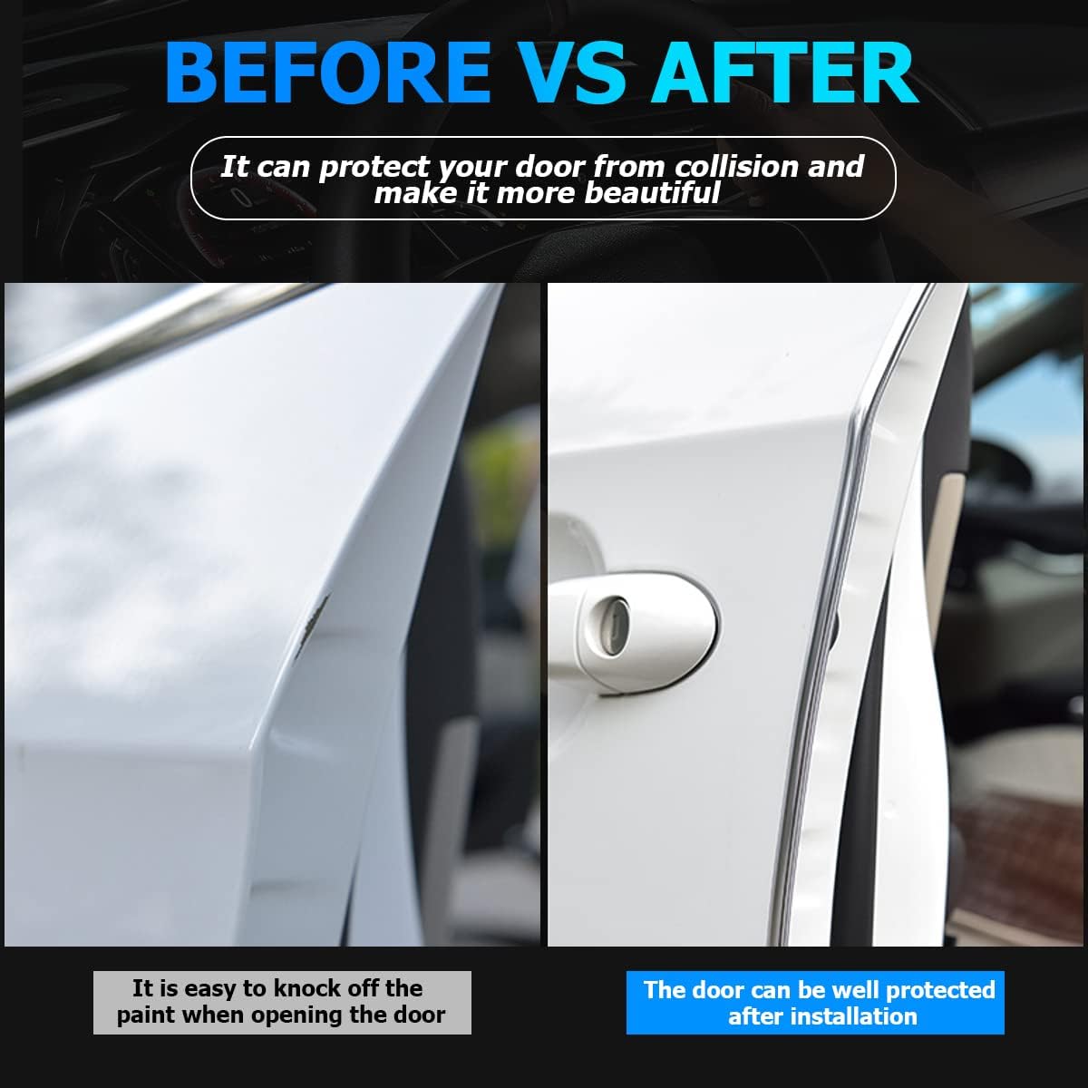 Blilo Car Door Edge Guards, 16Ft U Shape Door Edge Trim, Rubber Molding Auto Door Edge Seal Protector, Anti-Collision Vehicle Protection Accessories Universal for SUV, Truck, Van (Silver)