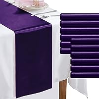 Vista 1 de KKJIAF Paquete de 12 caminos de mesa morados de 12 x 108 pulgadas, camino de mesa rectangular de seda satinada suave para bodas, banquetes