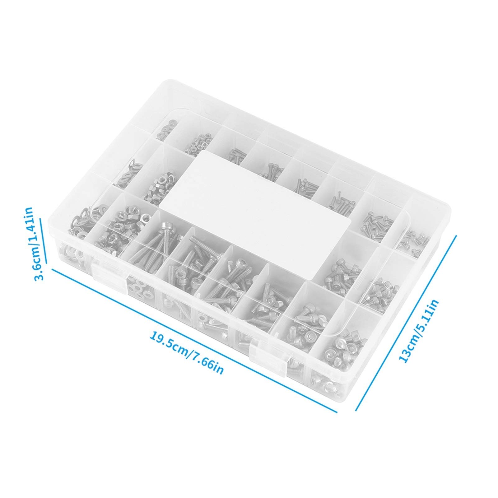 Vis à tête cylindrique à six pans creux 1080pcs M2 M3 M3 M3 M4 Socket Hex Set Set En Acier Inoxydable Vis Vis Boulons Nuts Rondelles plats Kit d'assortiment avec boîte de rangement Haute résistance et