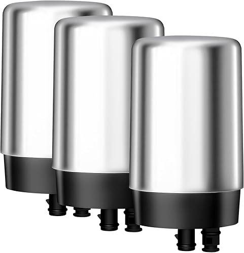 AQUA CREST Cartucho de filtro para grifos sin BPA, repuesto para filtro de grifo Brita - Cromo (paquete de 3)