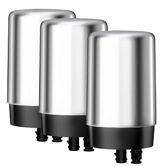 AQUA CREST Faucet Filter Cartridge BPA Free Brita Faucet Filter Replacement, Chrome Pack of 3