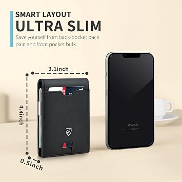 RUNBOX Mens Slim Wallet with Money Clip RFID Blocking Bifold Credit Card Holder for Men with Gift Box