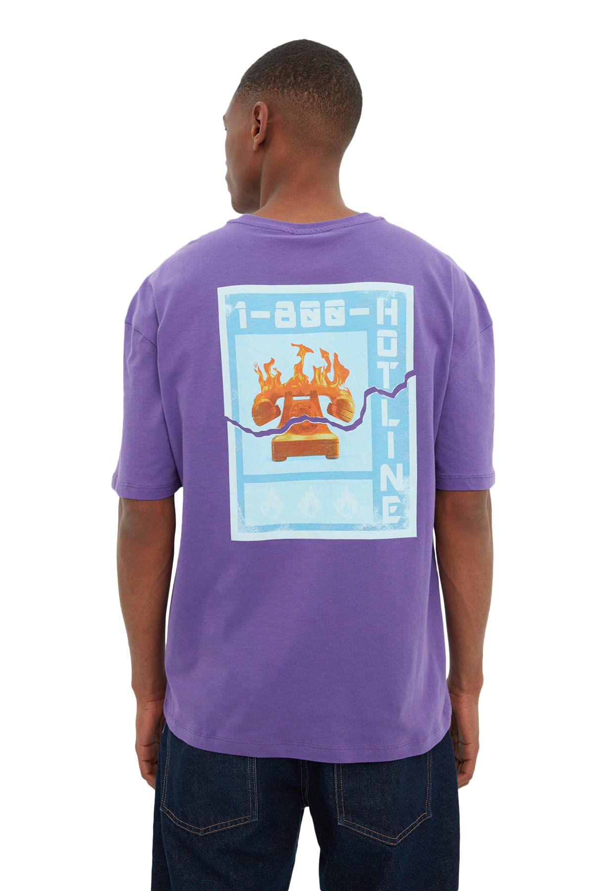 Trendyol Man Relaxed Basic Crew Neck Knit T-Shirt Purple