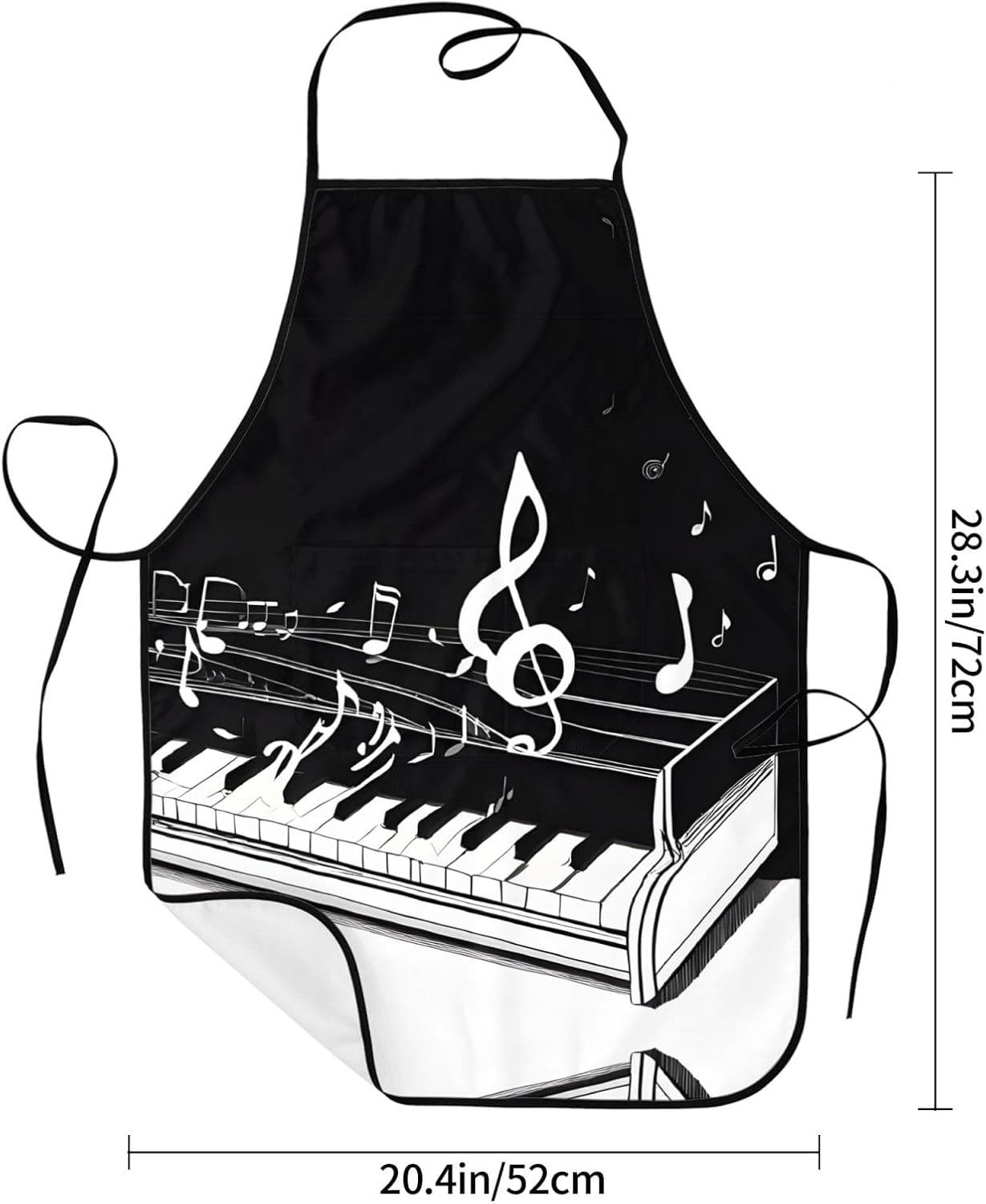 Black White Music Note Kitchen Cooking Baking Aprons With Pockets Thanksgiving Christmas Birthday Gifts For Chef image 4