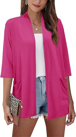ULTRANICE Cardigan for Women Lightweight Summer Sweaters 2024 Fashion Casual Tops Beach Coverup Open Front with Pockets