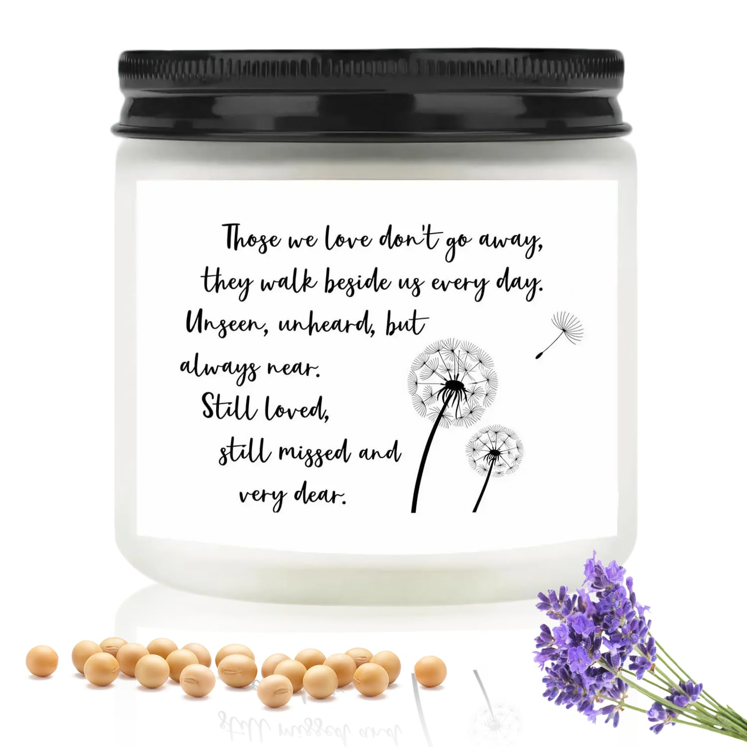 Memorial Gifts, Portable Lavender Scent Remembrance Candle, Natural Soy Wax Dandelion Pattern Sympathy Gift, 3.5oz Bereavement Candle for Grief Comfort, Bereavement Gifts for Loss of Dad Mum Pet