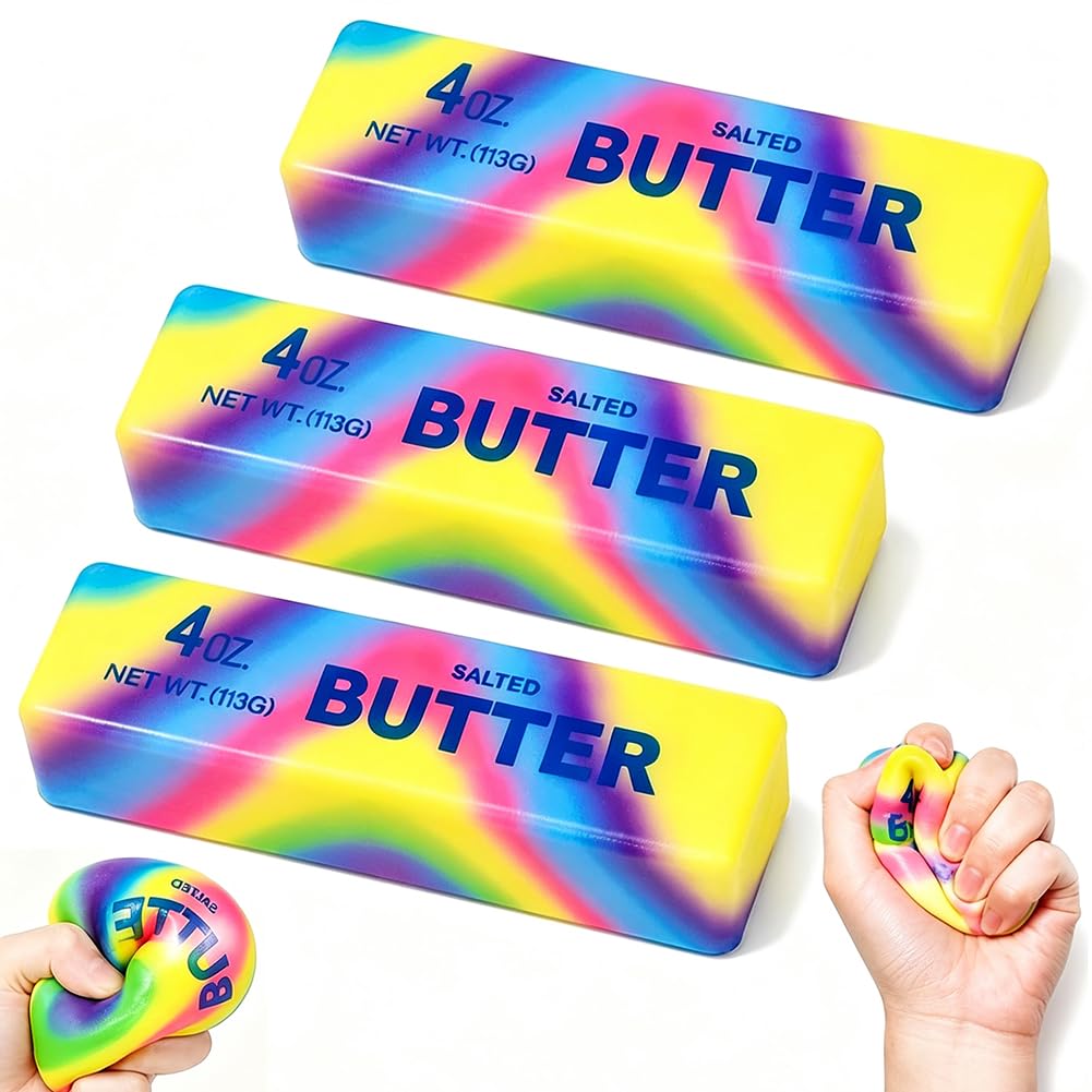 HATFRYF 3PCS Butter Squishy, Butter Stick Squishy Stress Relief Block, Slow Rebound Stick Squeeze Toy for Couple, Dress Costume Party Carnival Prom Ball Mardi Gras, Men Women Decoration Play