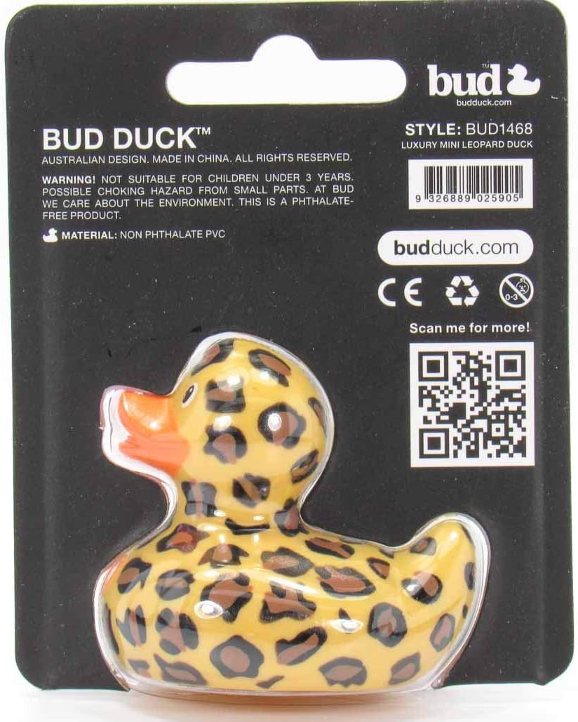 Leopard (mini) Rubber Duck Bath Toy by Bud Duck | Elegant Gift Packaging -"Let's vogue!" | Child Safe | Collectable