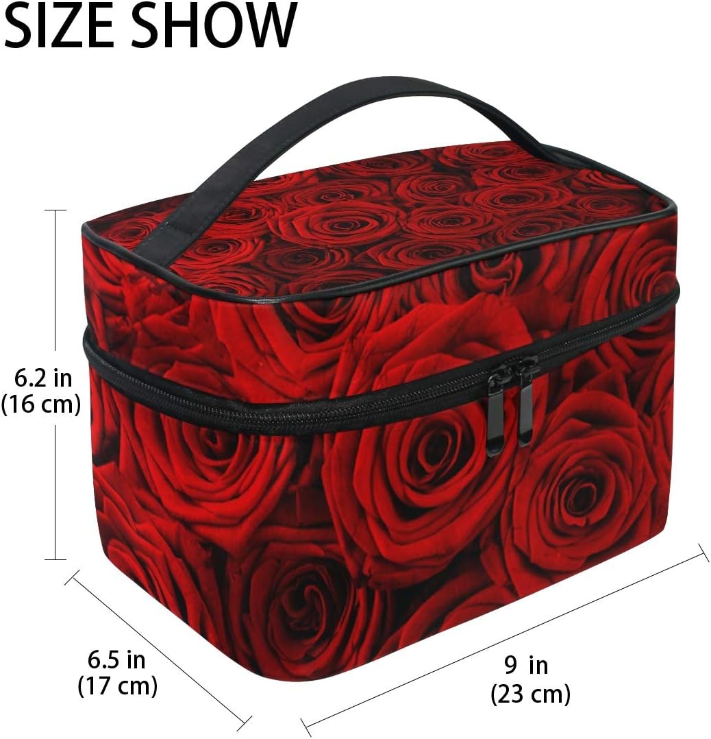 Cosmetic Bag Makeup toiletry Bag Red Rose Travel Case Organizer for Women