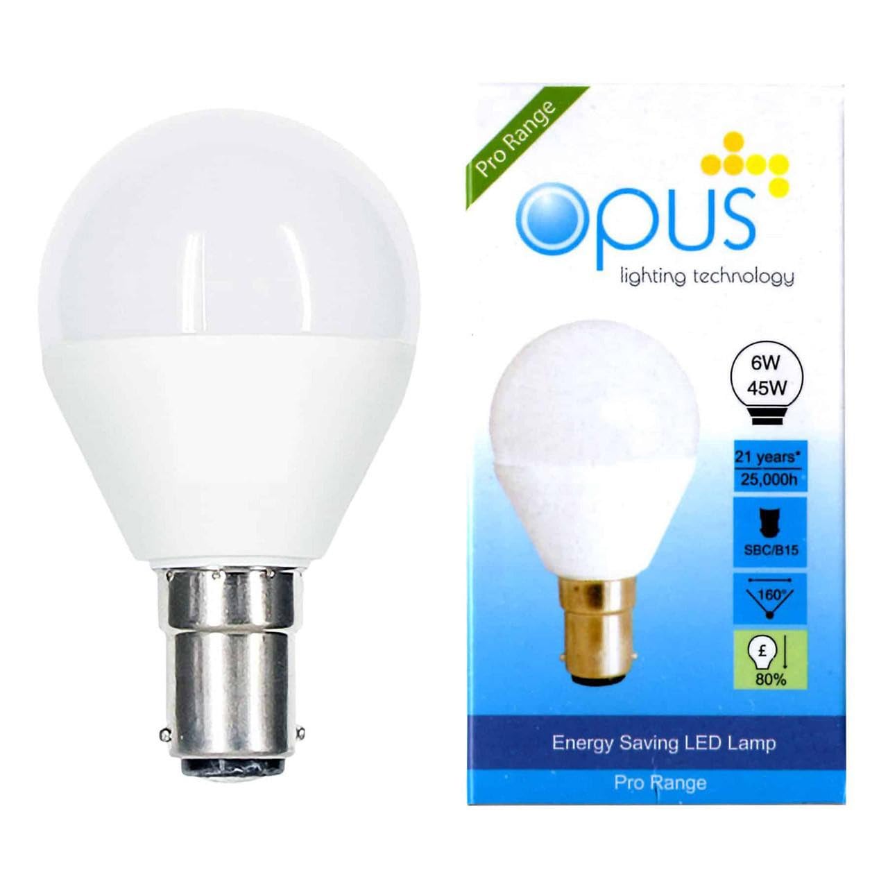 Opus Lighting Technology Daylight Led Golf Ball, 6W, Sbc B15 Small Bayonet Cap