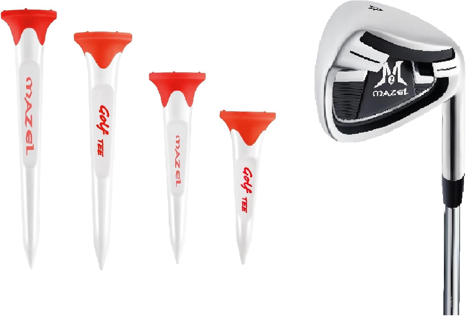 MAZEL Golf Black Iron Club & Golf Plastic Tees 8 Packs,Bundle of 2
