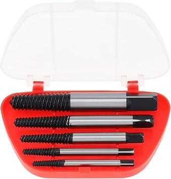 5PCS Screw Extractor Easy Out Set Drill Bits, Guide Broken Damaged Bolt Remover Tools Kit Set 3-19mm