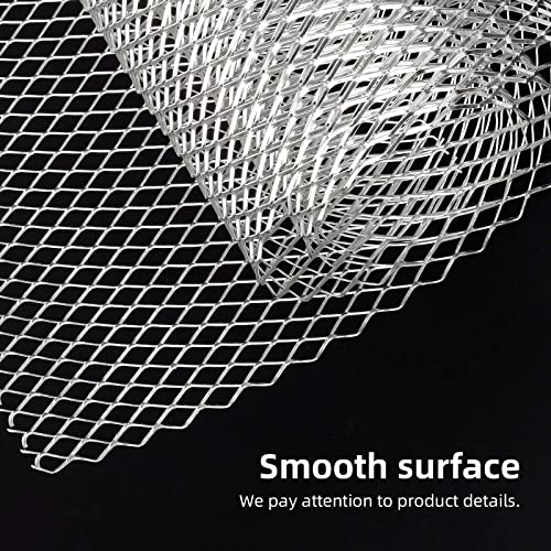 Image of AggAuto Universal 40 inchx13 inch Car Grill Mesh - Aluminum Alloy Automotive Grille Insert Bumper Rhombic Hole 8x16mm, One of the Most Multifunctional Shape Grids Silver