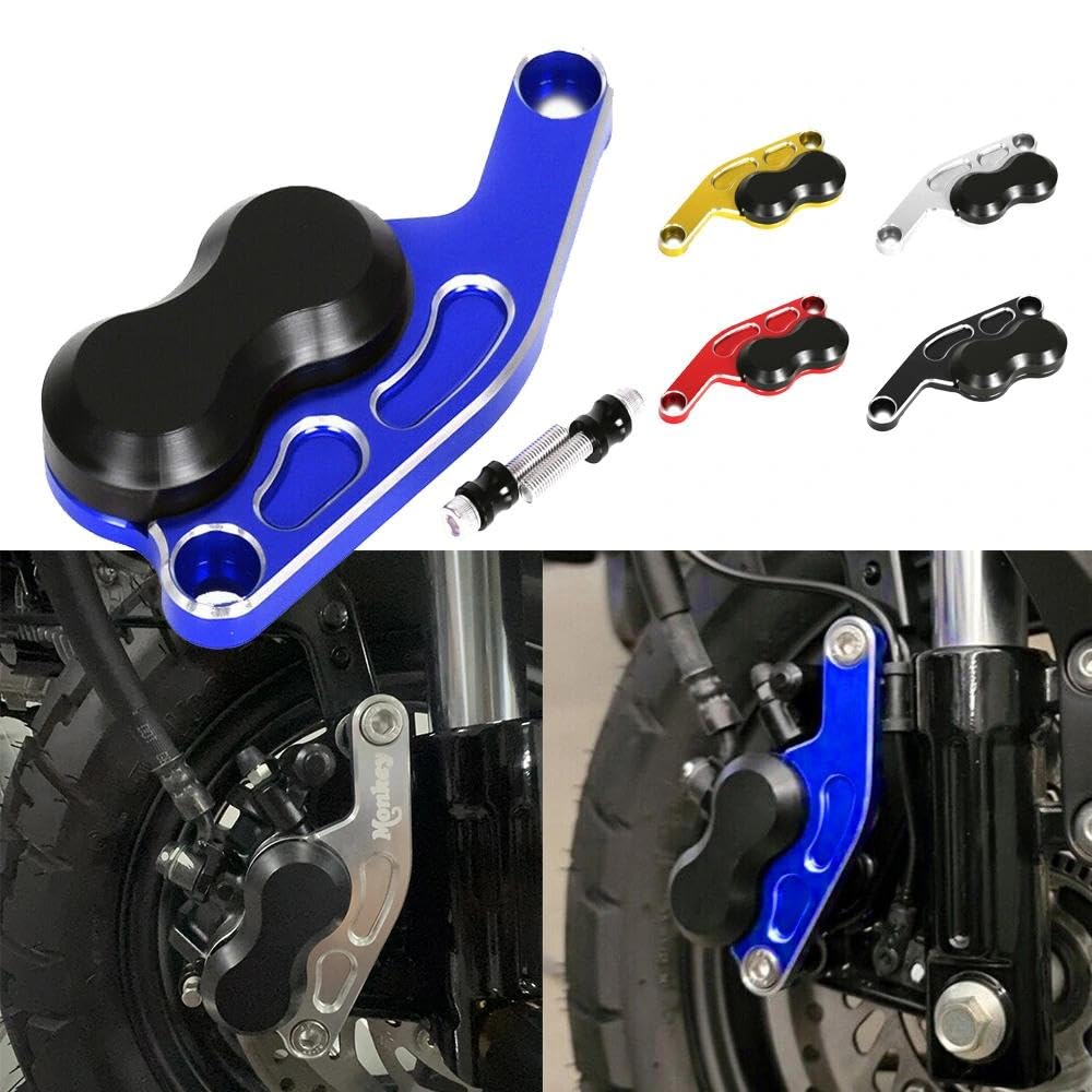 Monkey VorderbremsScheiben-Rotor-Schutzabdeckung-Schutzslider-Rahmenschutzslider, kompatibel mit Monkey 125 2018-2024, 3D-CNC-Aluminium-Motorradzubehör (Blau)