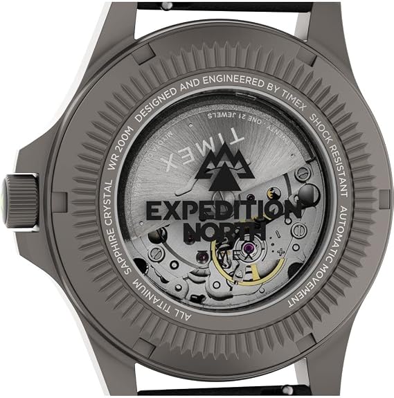 Timex Men's Expedition North Titanium Automatic 41mm Watch - Black Strap Black Dial Titanium Case