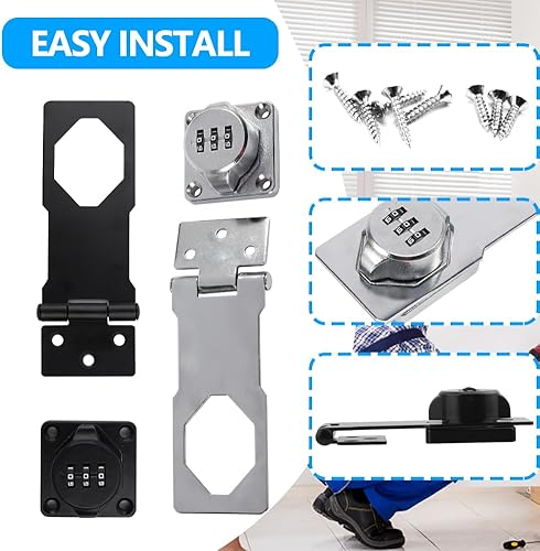 Miniatura 6 de 2 cerraduras de contraseña para gabinete doméstico, cerraduras de contraseña, cerradura sin llave combinada de puerta de armario con tornillos, para