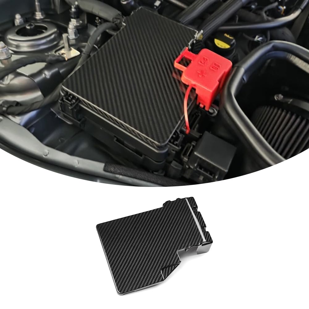Jogon Dry Carbon Fiber Engine Fuse Box Cover Trim for Ford Mustang S650 Dark Hose GT 2024 2025, Engine Compartment Fuse Block (Glossy CF)