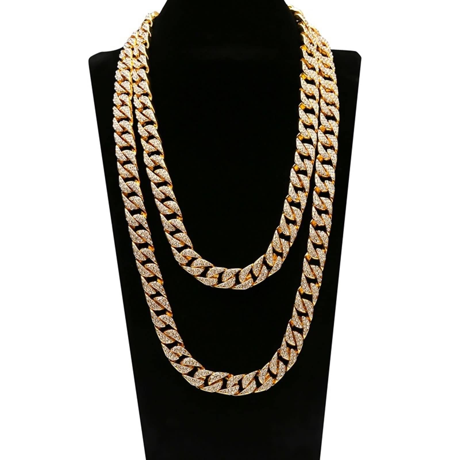 Collar para Hombre Cadena,Cadena de Colgante 50-75CM Cadena Cubana Circonita Blanca Collar Cadenas Aleación Cadenas Collar Color Oro