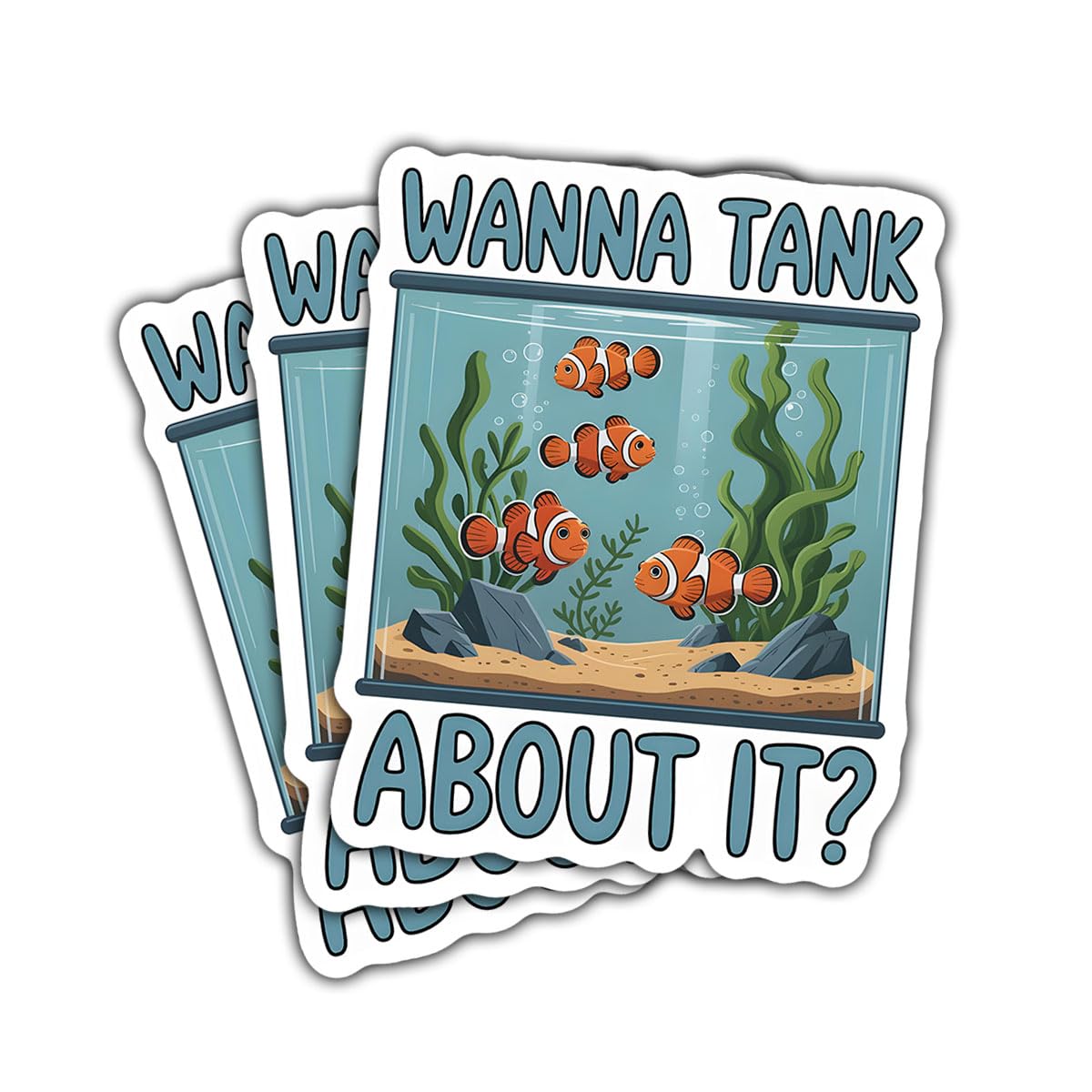 3 Pcs Wanna Tank About It Fish Tank Stickers, Funny Aquarium Vinyl Decals for Laptop, Water Bottle, Notebook, Scrapbook, Car Bumper, Gift for Aquarists, Fish Keepers, Aquarium Lovers, Teens 3 Inches