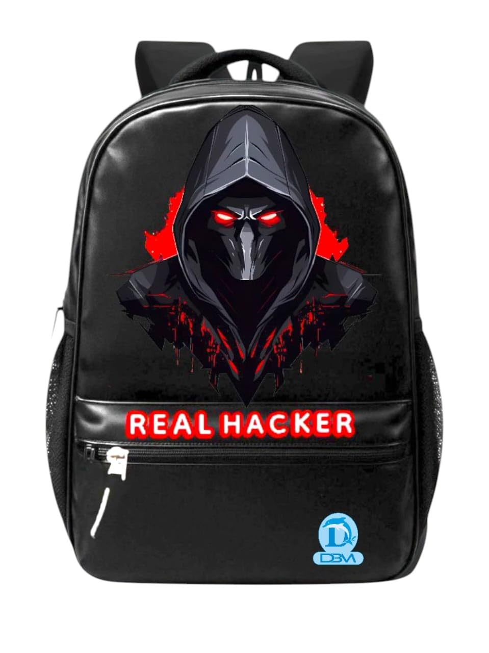 Real Hacker Graphic Printed Backpack 37L | Stylish Black Laptop Bag for Boys, School, College & Travel with Spacious Compartments & Padded Straps with Bottle Holder & Side Secret Pocket-image-39