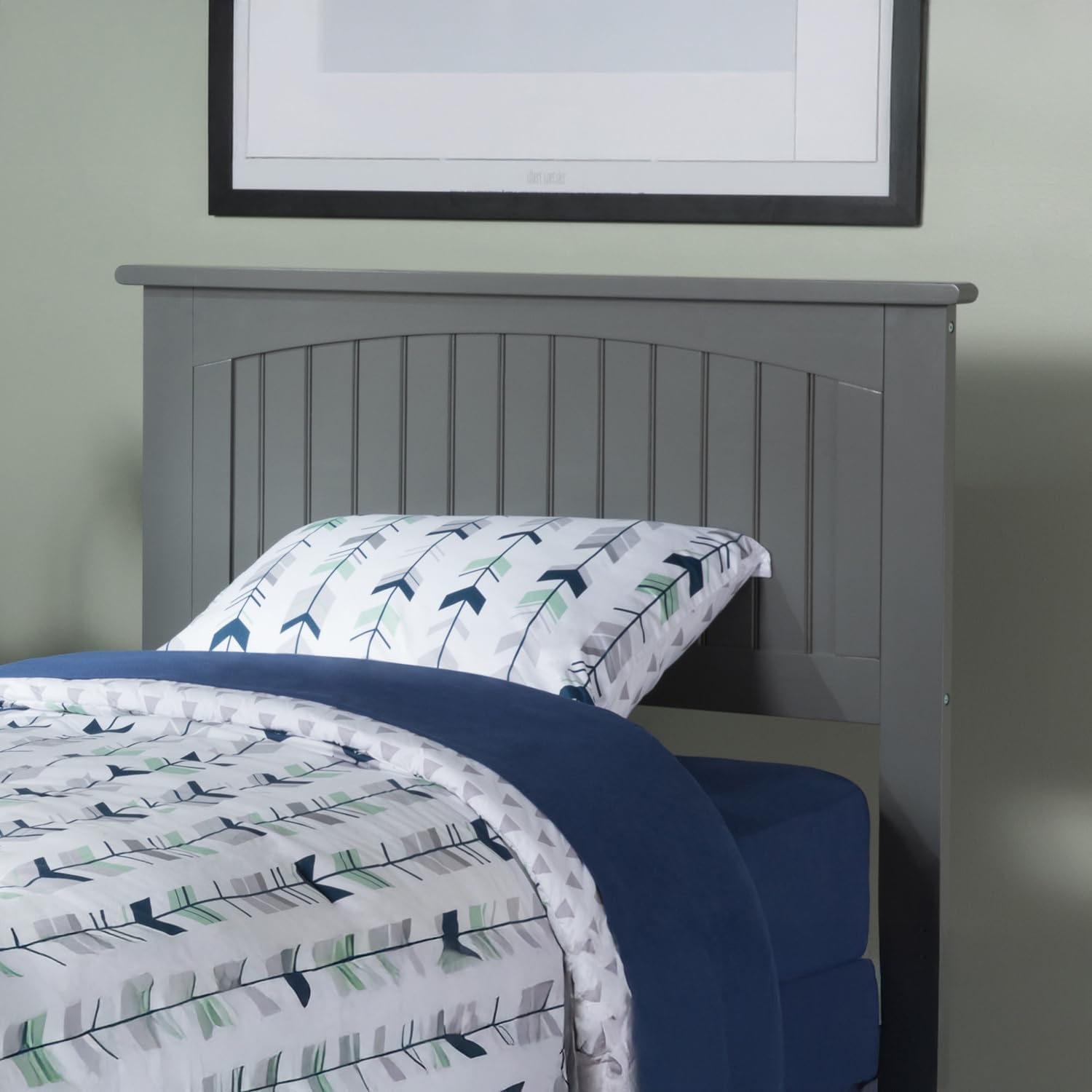 HomeStock Solid Wood Headboard with USB Charger - Coastal Bedroom Furniture Twin/Gray