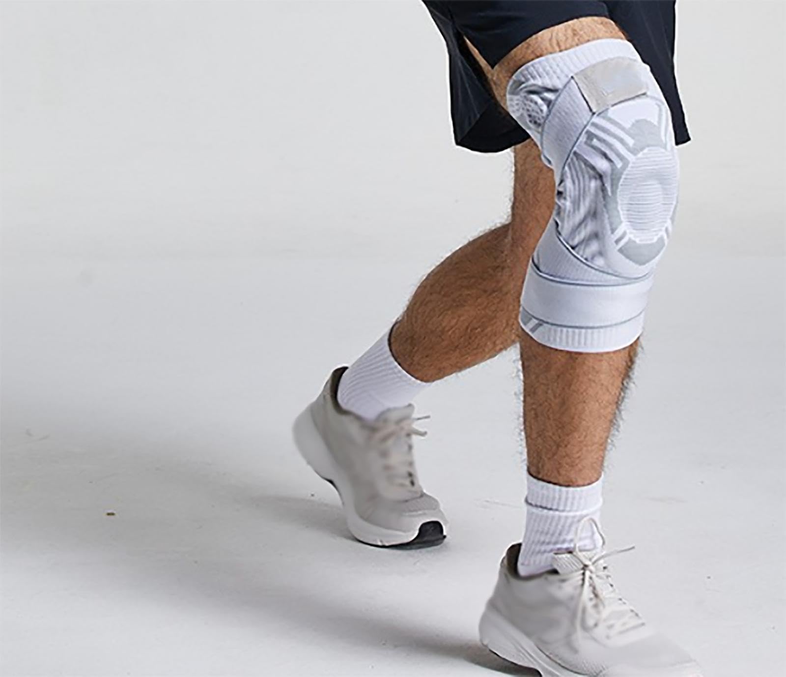 Ginocchiera Professionale,Protezione del Ginocchio,Supporto Manica Compressione Ginocchio con Cuscinetti in Gel rotuleo e stabilizzatori Laterali,Sollievo dal Dolore articola,B-L