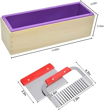 Loaf Soap Making Supplies Kit DIY Soap Making Supplies with with Stainless Steel Wavy Scraper and Plastic Straight Cutter(Y376-2)