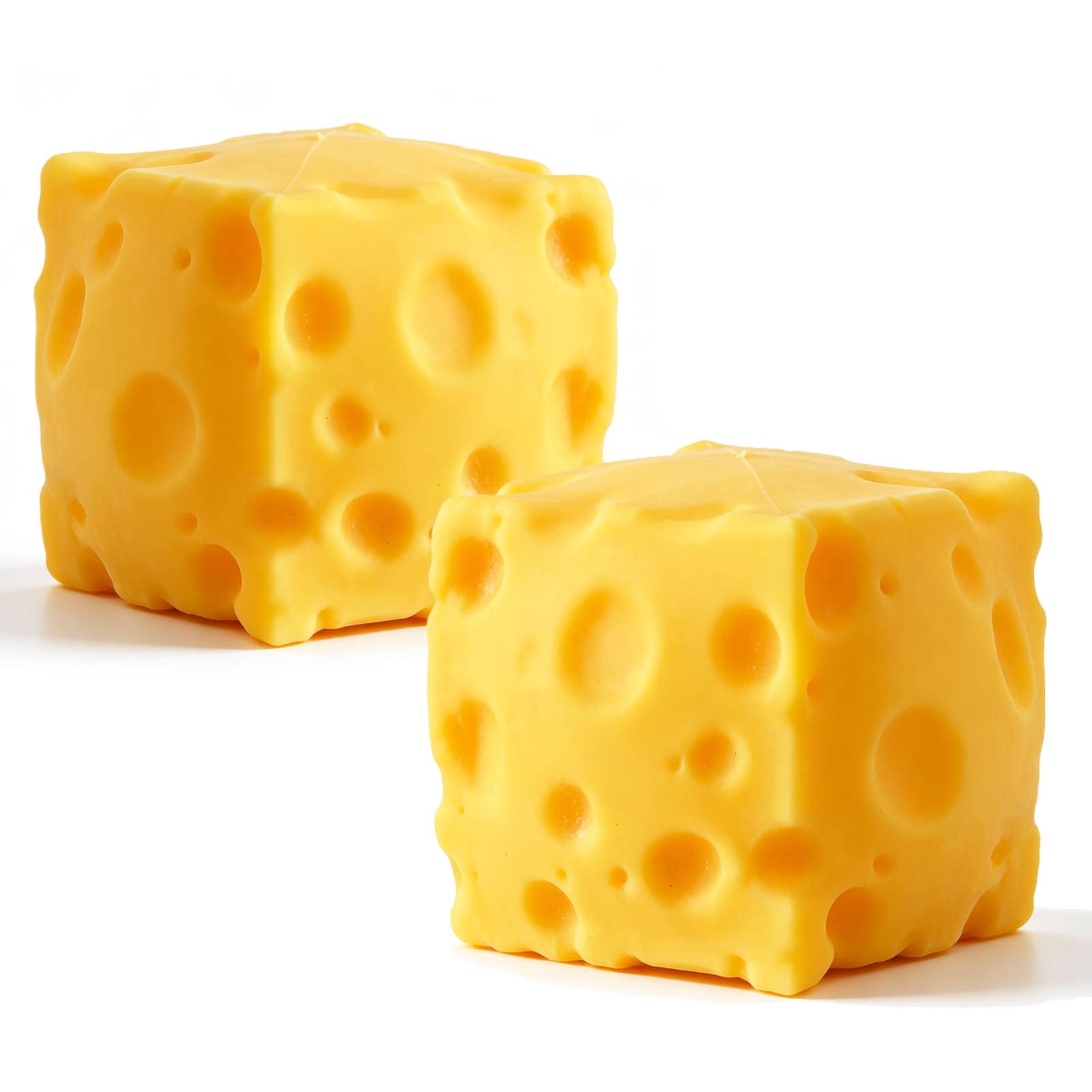 Photo 1 of 2 Packs Yellow Cheese Squishy Slow Rising, Squishy Squeeze Cheese Block, Soft Novelty Toy, Stress Balls for Adults Rebounding Sensory Squishys Cheese