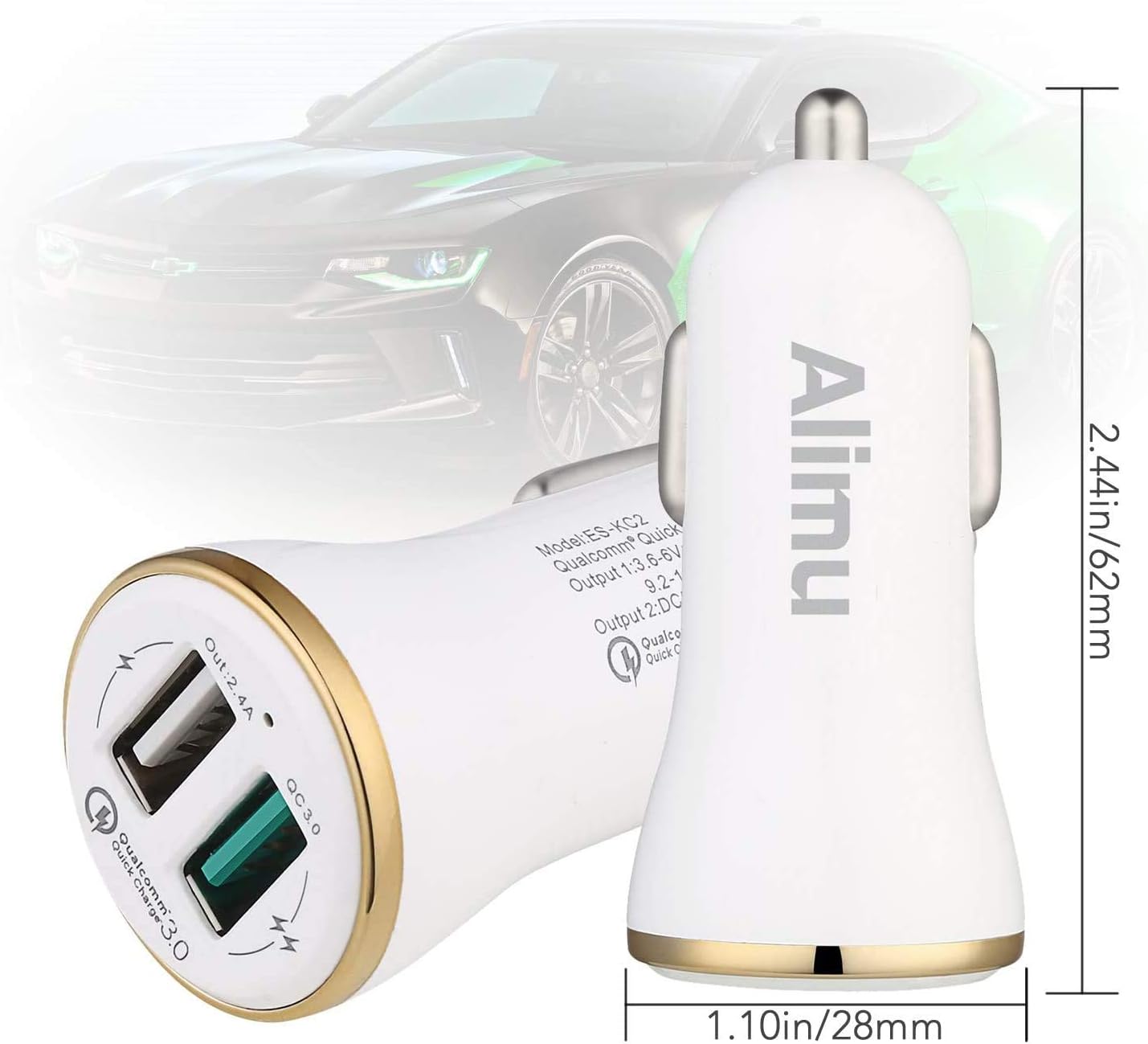 QC3.0 Fast Car Charger Compatible Samsung Tablet Phone Galaxy S6/ S7/ Edge/Plus/Active /A6 J7 J3 /Note 5 /Note 4, LG V10 G4 and Other Android Phones, Power Adapter and Micro-USB Cable