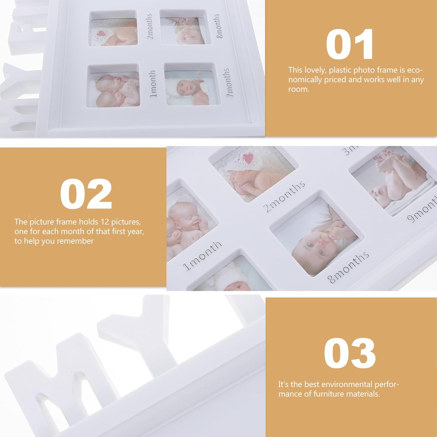 Garneck Photo Frame First Year Frame Born Picture Frames Memory Monthly Photos Photo Display Nursery Decor Milestone Growth Collage Growing White
