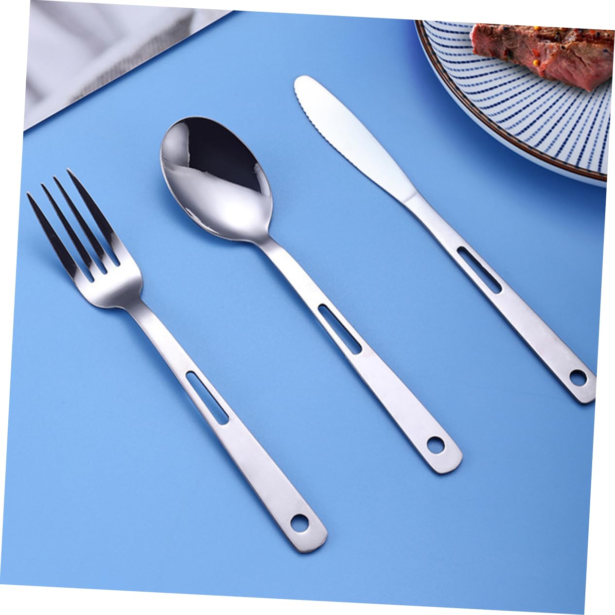 VICASKY Posate Da Campeggio in Acciaio Inox Portatile Forchetta Cucchiaio e Coltello Per Picnic Trekking Barbecue e Viaggi