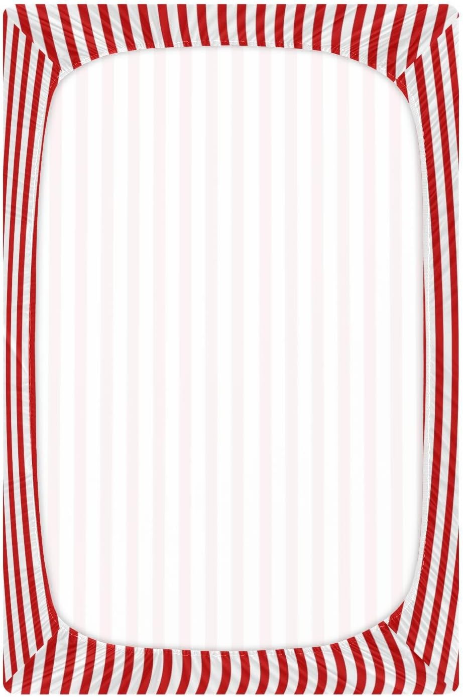 Red White Stripes Crib Sheets for Boys Girls Soft Breathable Mini Crib Sheets for Baby 52" x 28"