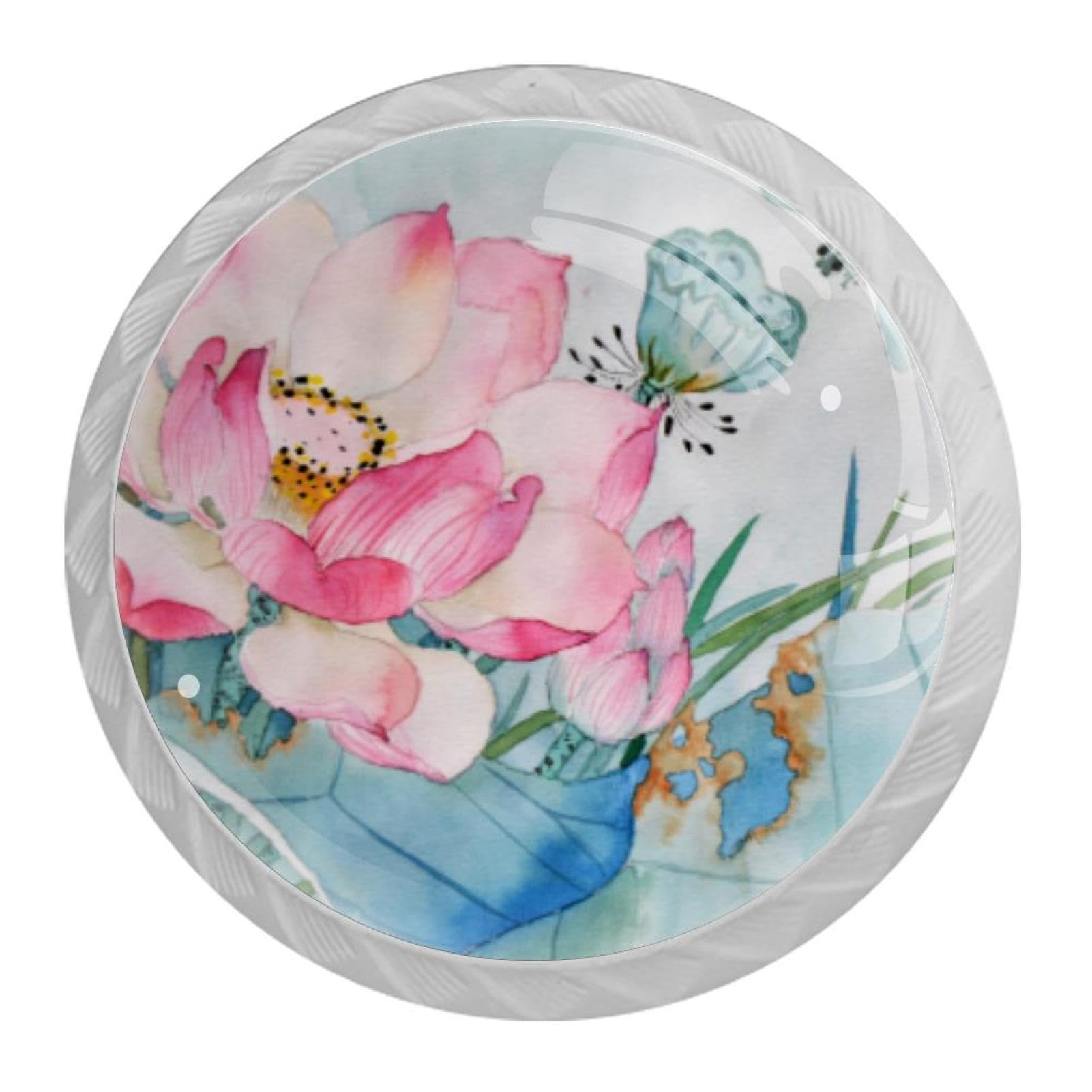 Tqmspg 4 Pieces Drawer Pulls Flower Dragonfly Door Knobs Dresser Handles for Kitchen Wardrobe Cupboard Hardware Furniture