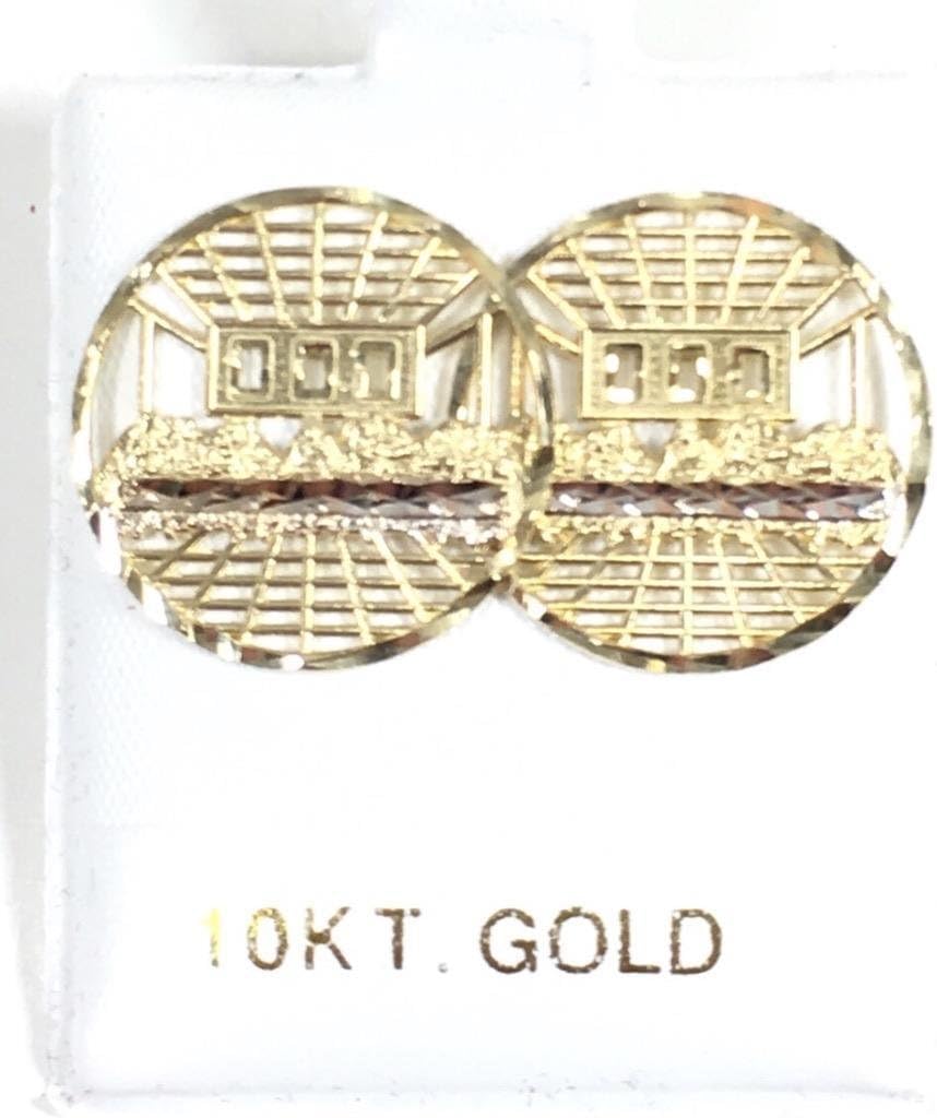 20 MM DIAMETER DIAMOND-CUT ROUND APOSTLES JESUS LAST SUPPER STUD EARRINGS REAL 10K YELLOW GOLD SG6224