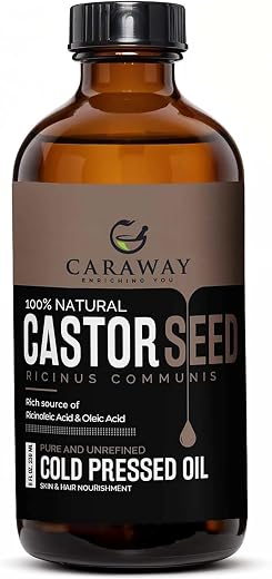 CARAWAY Organic Cold Pressed Castor Oil – Edible for Constipation Relief &amp; Hexane-Free Castor Oil for Hair Growth, liver d...