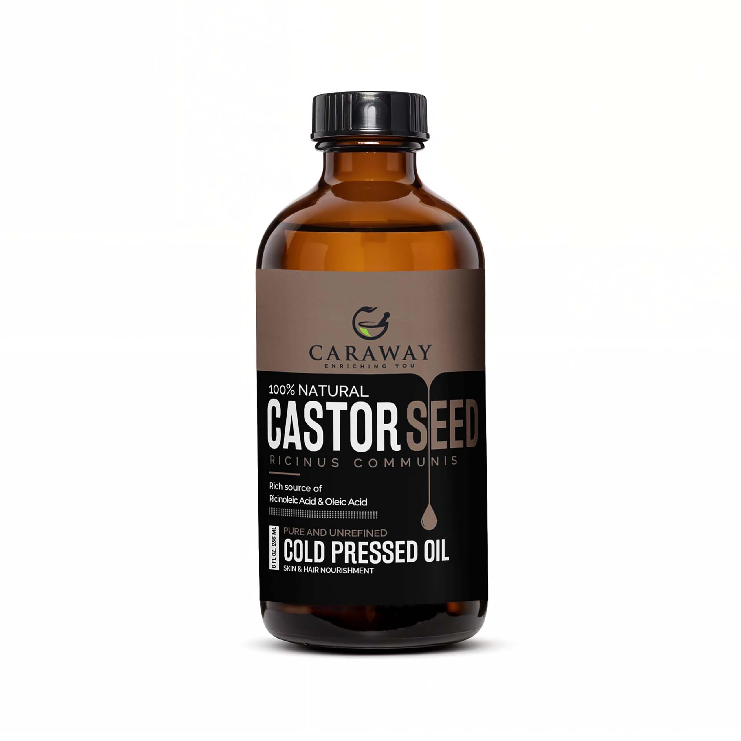 CARAWAY Organic Castor Oil - Edible Castor Oil for Constipation - Cold Pressed and Hexane Free - 236 ml / 8 oz