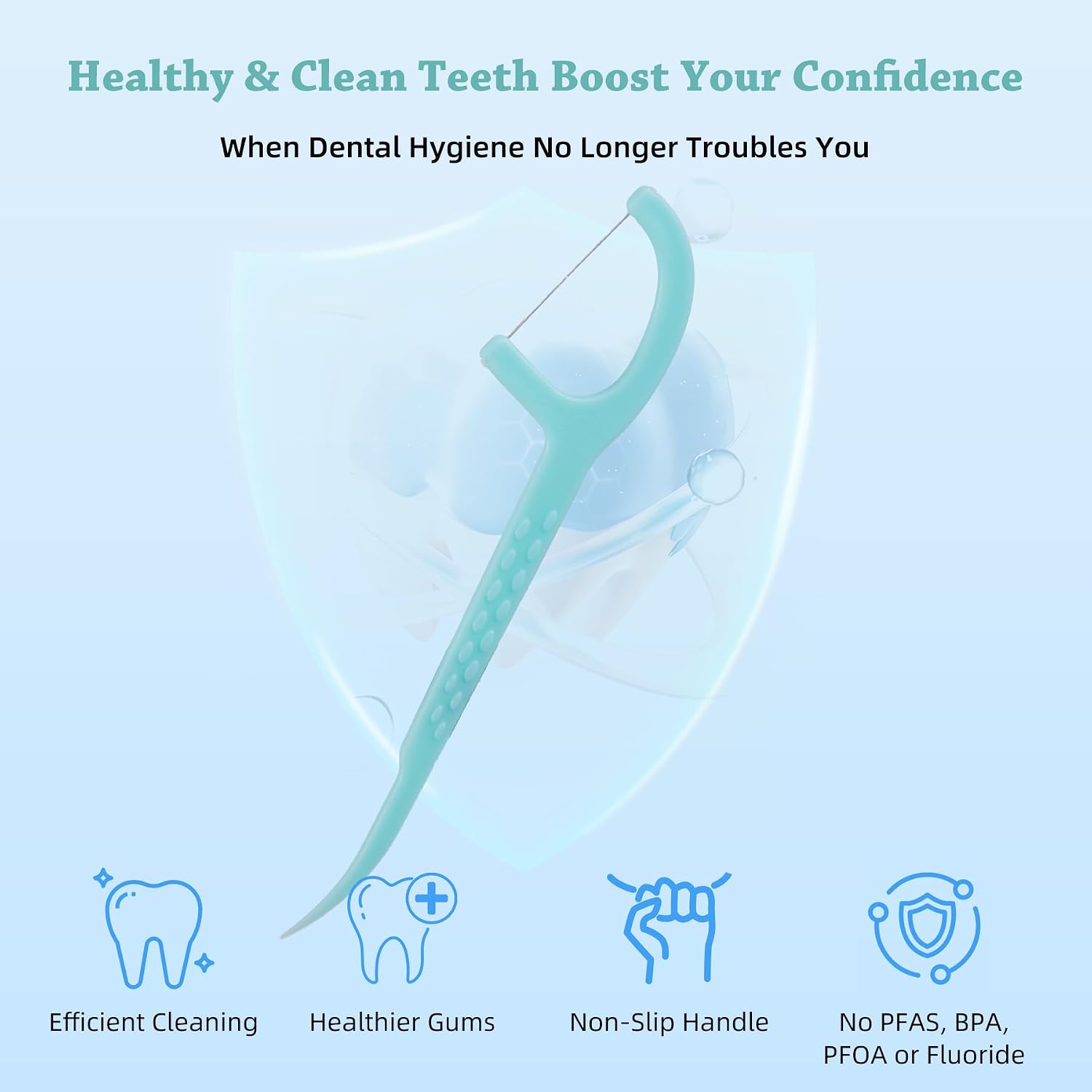 KSIA Klear Dental Floss Picks, 480 Count Tooth Picks Flossers, Dental Floss Cleaner, Dental Flossers for Family, Keep Teeth Clean, Remove Food and Plaque, with 8 Portable Cases image 2