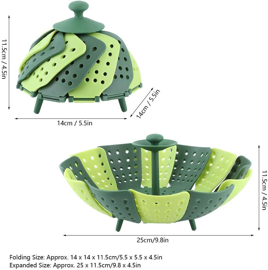 2pcs Foldable Steamer Basket,Silicone Vegetable Steamer Basket,Food Steamer,Pot Steamer Basket High Temperature Resistant Cooker Dish Steamer Basket For Steaming Fruit