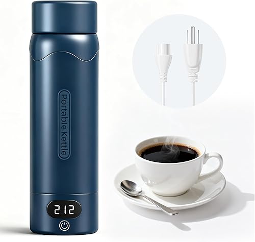 Hervidor eléctrico de viaje, mini tetera portátil, acero inoxidable 316, 16.91 onzas, pequeña caldera de agua caliente con 4 temperaturas, agua de