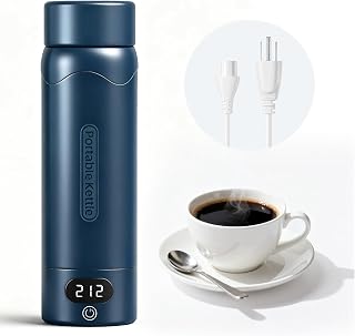 Travel Electric Kettle Portable Mini Kettle, 316 Stainless Steel 16.91Oz/500mL, Small Hot Water Boiler with 4 Temperature,Fast Boiling water with Auto Shut-Off and Boil Dry Protection Blue
