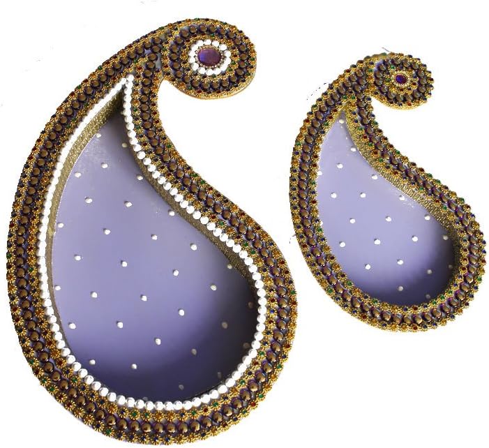 Funktionz Paisley Tray Set, perfect for dry fruits, mithai, chocolates, mehndi cones, decorative tray for gifting (Purple)