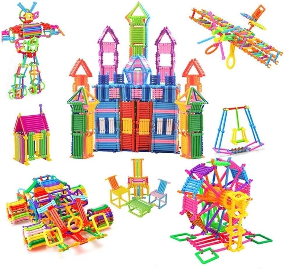 200 Pieces Smart Stick Building Blocks Toys Smart Stick with Different Shapes Block Game for 3 to 8 Years Old Kids Boys Girls, Multicolor(Kids Building Block Toy)