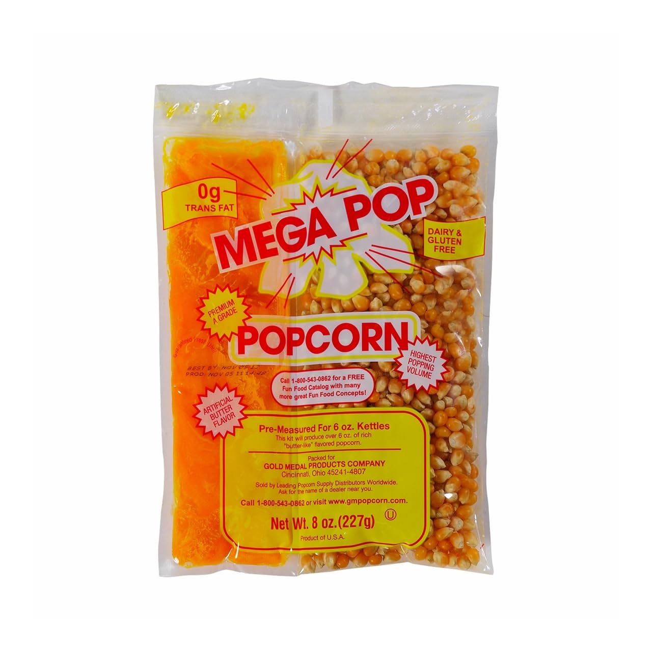 Mega-pop Popcorn (10 count) Oil and Salt Kit with Coconut Oil - Flavored Popcorn - Butter Corn/Oil/Salt Kits 8 Oz