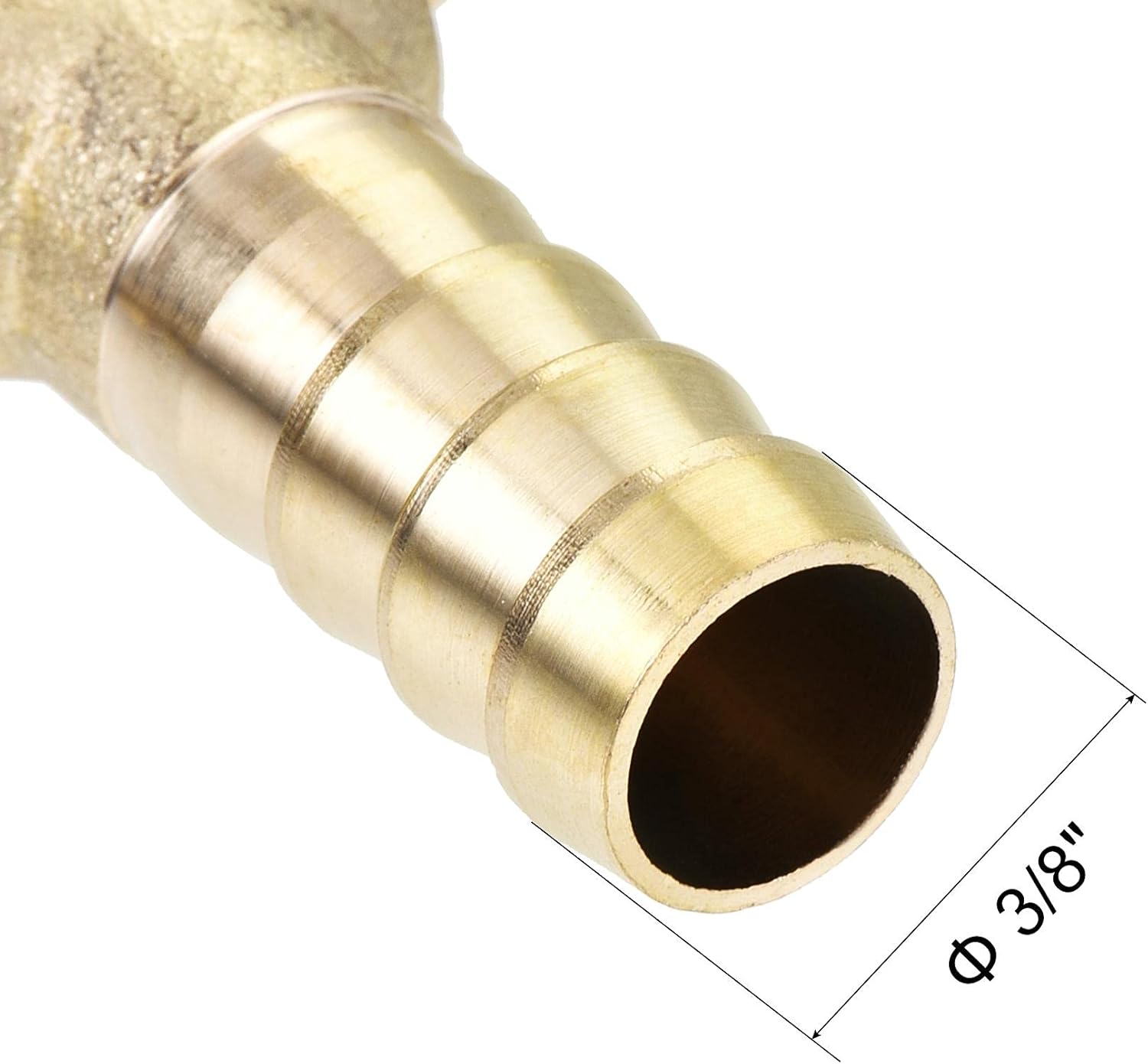 uxcell Reducing Barb Hose Fitting Y Shape Pipe Connector Brass 3/8" x 1/4" x 1/4" Brass Hose Splitter 3 Way Union Fitting for Air Water Gas Oil 2Pcs