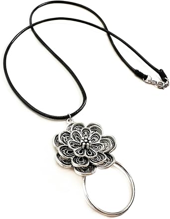 DECKER Glasses Necklace Sunglasses Holder Hanging Ring Leather Cord Eyeglasses Strap Flower Loop Ring