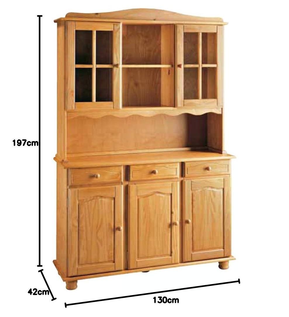 La Factoría Muebles - Alacena 3 puertas en pino macizo, talla 130 x 197 x 42cm