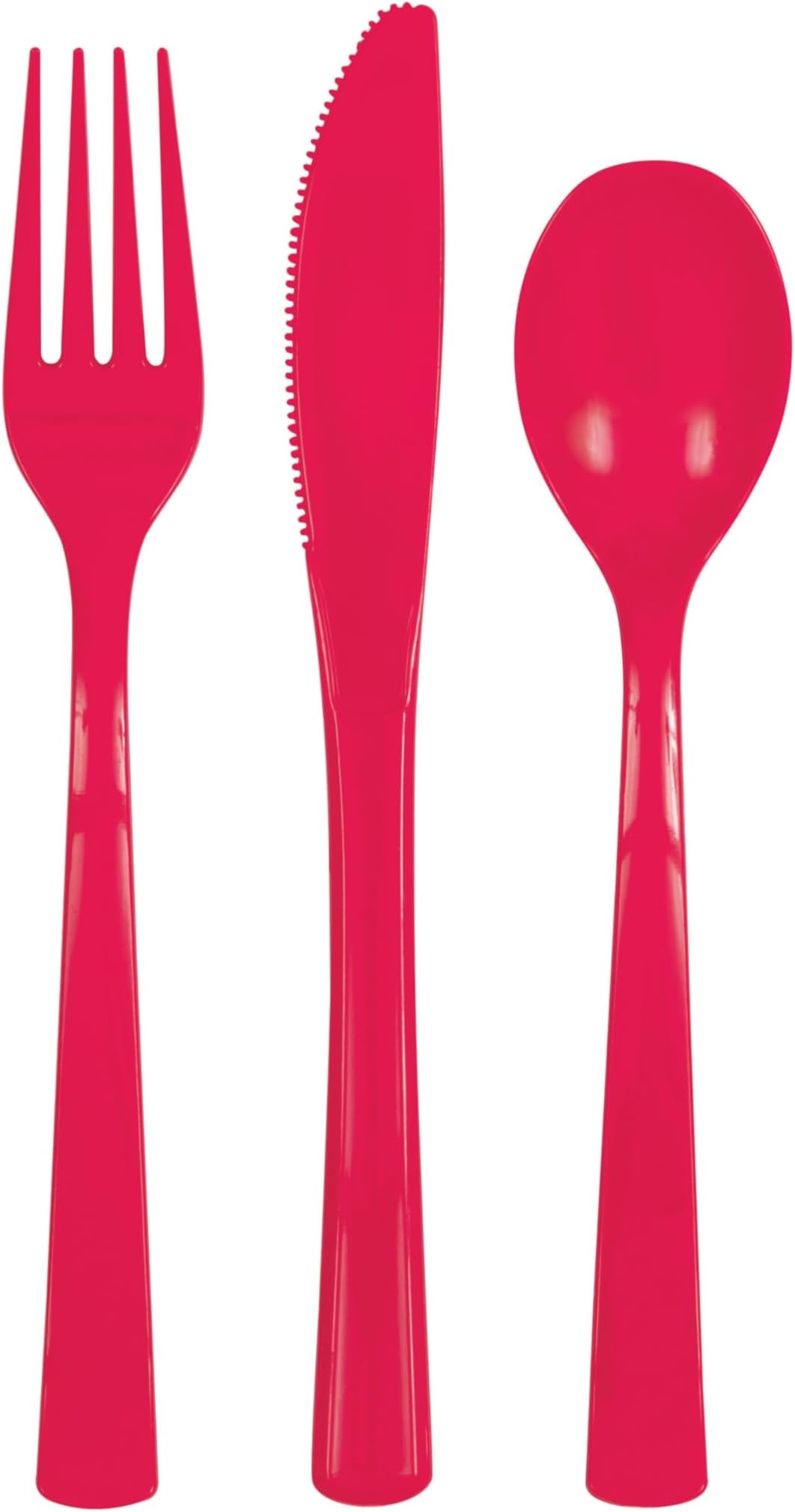 Unique Ruby Red Plastic Cutlery Set – 18-Piece Reusable or Disposable Party Utensils with 6 Forks, 6 Spoons & 6 Knives for Birthdays, Holidays, Weddings & Special Events