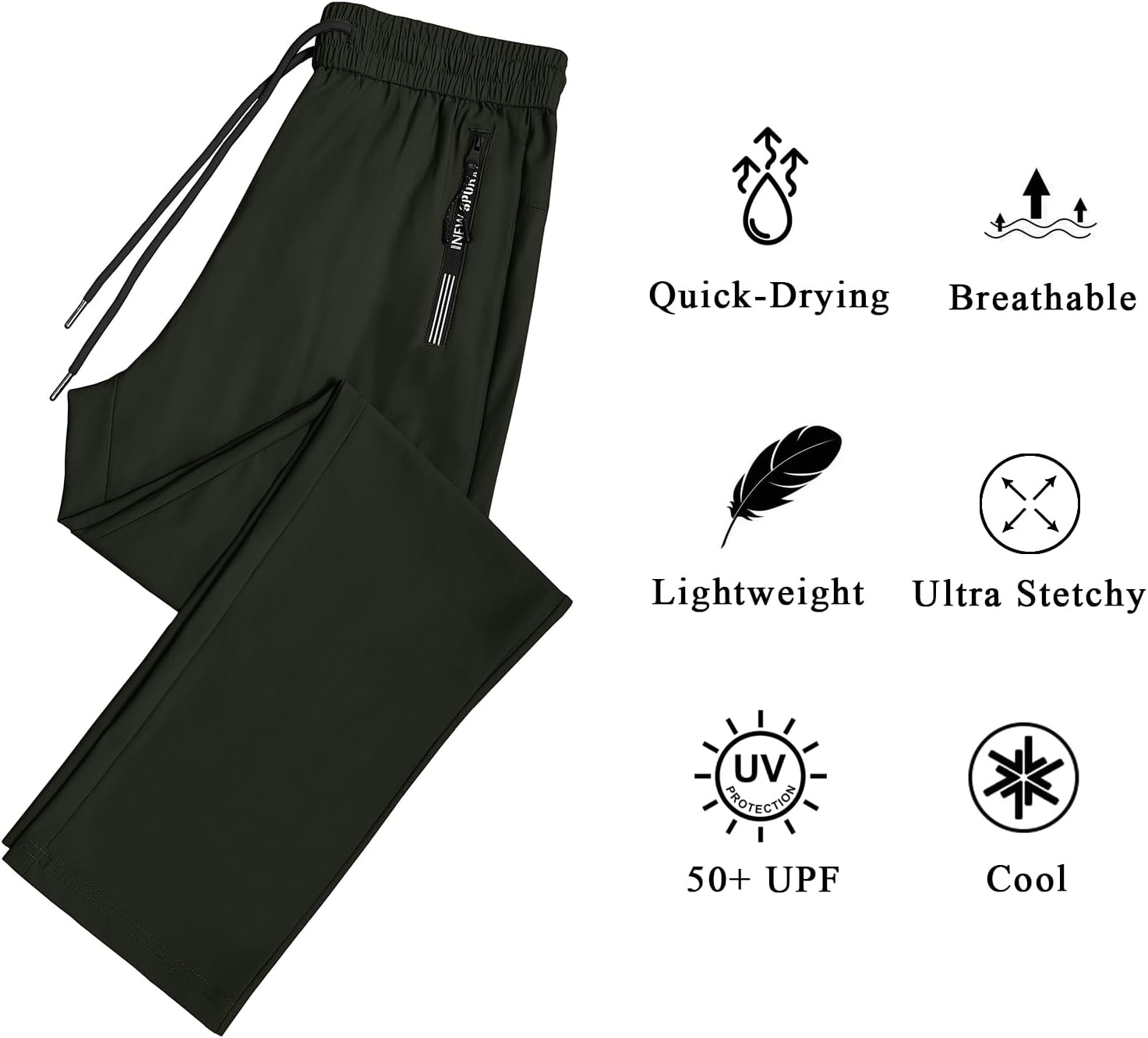 IWOLLENCE Women's Active Stretch Pants Quick Dry Breathable Athletic Comfy Fit Hiking Pant with Zipper Pockets - Image 5